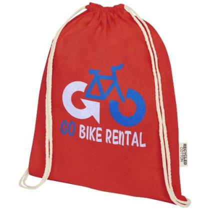 Oregon 140 g/m² GRS recycled cotton drawstring bag
