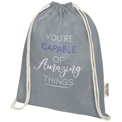 Oregon 140 g/m² GRS recycled cotton drawstring bag