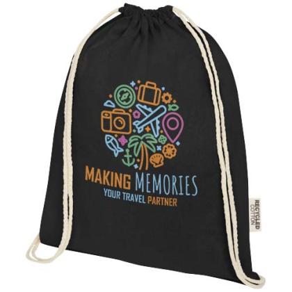 Oregon 140 g/m² GRS recycled cotton drawstring bag