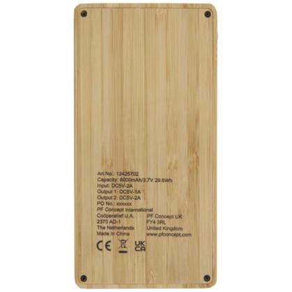 Alata 8000 mAh bamboo solar power bank