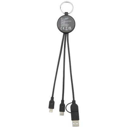 Tecta 6-in-1 recycled plastic/bamboo charging cable with keyring