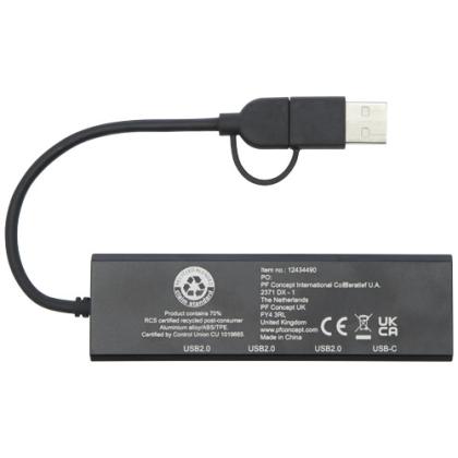 Rise RCS recycled aluminium USB 2.0 hub