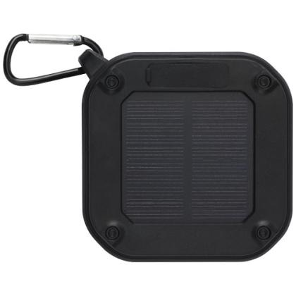 Solo 3W IPX5 RCS recycled plastic solar Bluetooth® speaker with carabiner