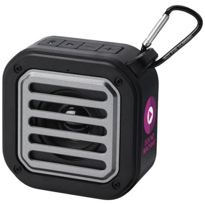 Solo 3W IPX5 RCS recycled plastic solar Bluetooth® speaker with carabiner