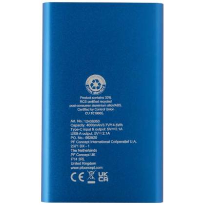 Pep 4000 mAh Type-C recycled aluminium power bank