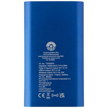 Juice 4000 mAh Type-C recycled aluminium wireless power bank