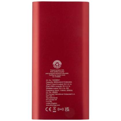 Juice 8000 mAh Type-C recycled aluminium wireless power bank