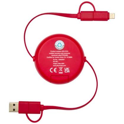 Alasia 5-in-1 100 cm recycled plastic and aluminium retractable data sync and 45W fast charge cable