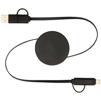 Citala 5-in-1 recycled plastic 90 cm retractable data sync and 40W fast charge cable