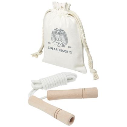Denise wooden skipping rope in cotton pouch