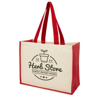Varai 320 g/m² canvas and jute shopping tote bag 23L