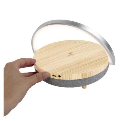 Prixton 4-in-1 10W Bluetooth® speaker with LED light and wireless charging base