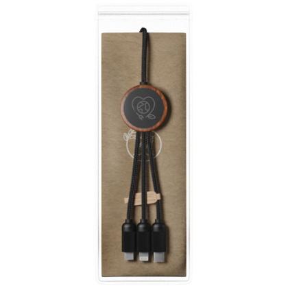 SCX.design C36 3-in-1 rPET light-up logo extended charging cable with round bamboo casing