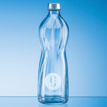 1ltr Rippled Aqua Screw Top Bottle E153206