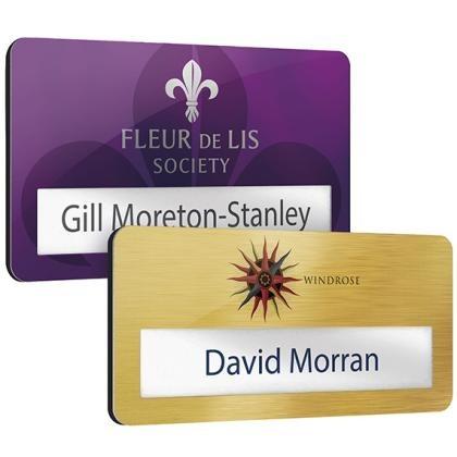 METAL FACED REUSABLE NAME WINDOW BADGES E157808