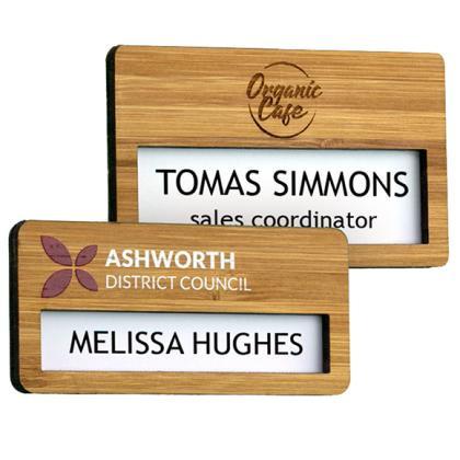 BAMBOO FACED REUSABLE NAME WINDOW BADGES E157807