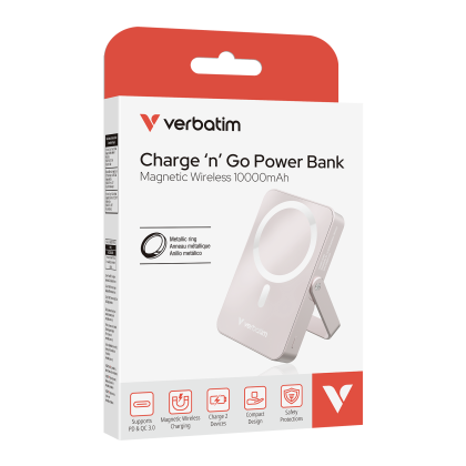 Verbatim Charge ‘n’ Go Power Bank with Stand Magnetic Wireless 10000mAh