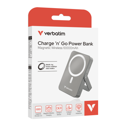 Verbatim Charge ‘n’ Go Power Bank with Stand Magnetic Wireless 10000mAh