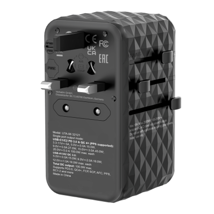 Verbatim GaN III Universal Travel Adapter UTA-06 with 2 x USB-C PD 100W & QC 4+ / 2 x USB-A QC 3.0