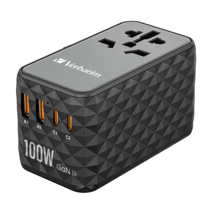 Verbatim GaN III Universal Travel Adapter UTA-06 with 2 x USB-C PD 100W & QC 4+ / 2 x USB-A QC 3.0