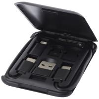 Savvy recycled plastic modular charging cable with phone holder