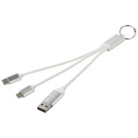 Metal 4-in-1 recycled aluminium charging cable with keychain