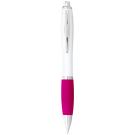 Nash ballpoint pen with white barrel and coloured grip (black ink)