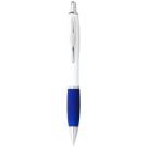 Nash ballpoint pen white barrel and coloured grip (blue ink)