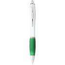 Nash ballpoint pen white barrel and coloured grip (blue ink)