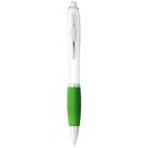 Nash ballpoint pen white barrel and coloured grip (blue ink)