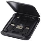 Savvy recycled plastic modular charging cable with phone holder