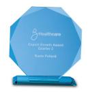 14.5cm x 14.5cm x 10mm Jade Glass Facetted Octagon Award E153301