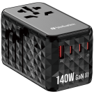 Verbatim GaN III Universal Travel Adapter UTA-10 2 x USB-C PD 3.1 140W  1 x USB-C PD 18W 1 x USB-A QC 3.0 18W