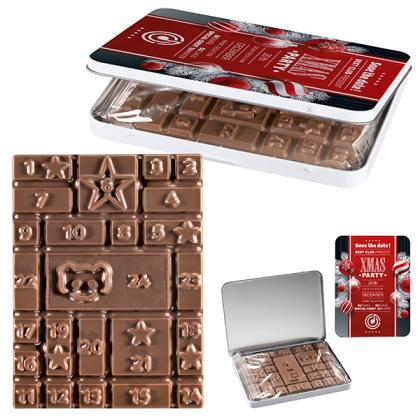 Advent Calendar Decorative MINI Tin - Standard Advent Calendar Chocolate Bar