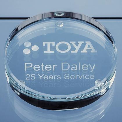 9cm x 18mm Clear Glass Round Paperweight (25450)