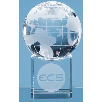 6cm Optical Crystal Globe on Clear Base (25461)