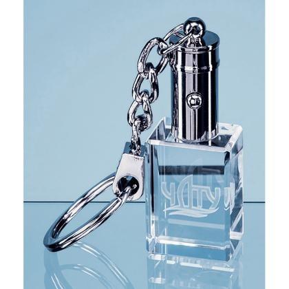 3cm Optical Crystal LED Keyring (25459)