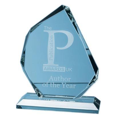 15cm x 12.5cm x 15mm Jade Glass Facetted Ice Peak Award (25446)