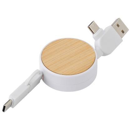 Bamboo extendable charging cable (25515)