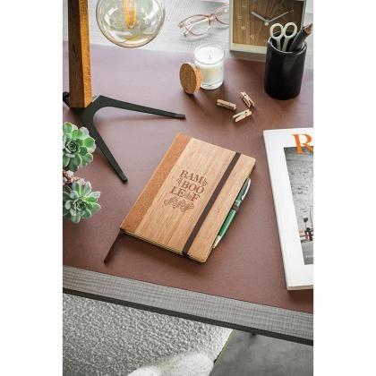 A5 notebook with hard cover in bamboo and cork sheets (25311)