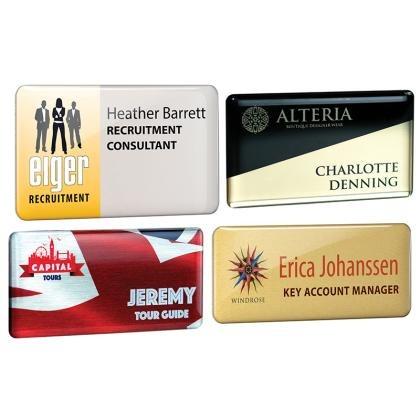 Real metal name badges with clear dome finish  (25600)