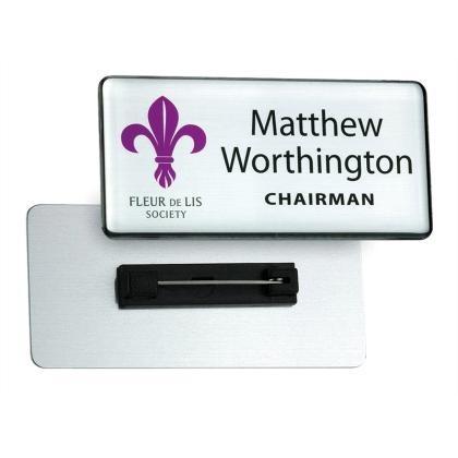 Real metal name badges with clear dome finish  (25600)