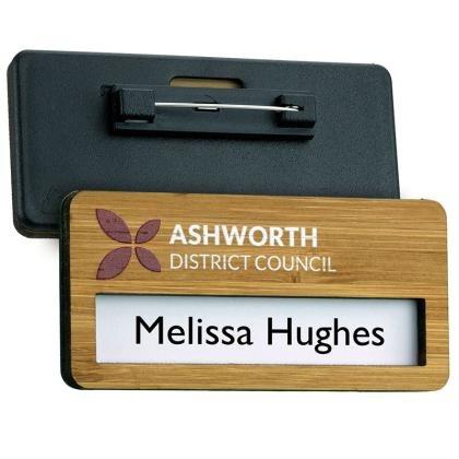 Bamboo faced reusable name window badge  (25594) Bamboo faced reusable name window badge  (25594)