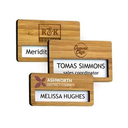 Bamboo faced reusable name window badge  (25594)