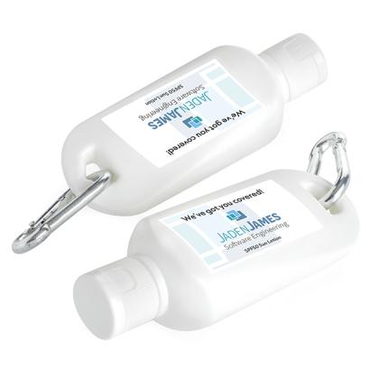 SPF50 Sun Lotion on a Carabiner Clip