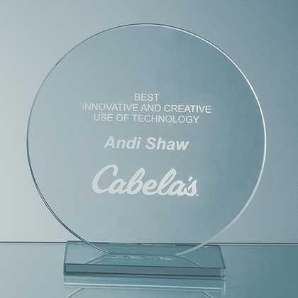 15cm x 10mm Jade Glass Circle Award  (24427)