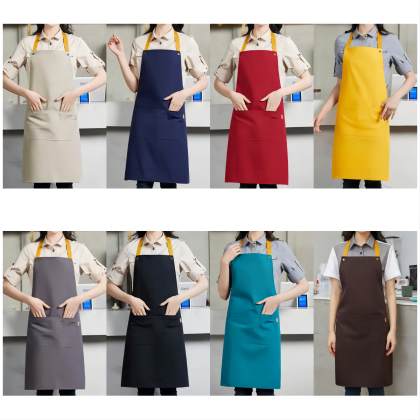 Poly-Cotton Canvas Full Bib Apron With Colour Neck Strap
