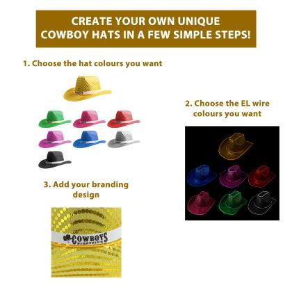 Light Up Sequin Cowboy Hats