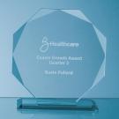 14.5cm x 14.5cm x 10mm Jade Glass Facetted Octagon Award (25445)