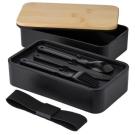 Double lunch box with bamboo lid (25689)